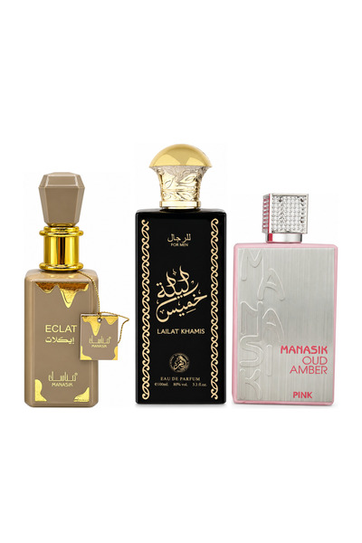 MANASIK Set 3 parfumuri Manasik, Eclat + Lailat Khamis + Oud Amber Pink, EDP,...