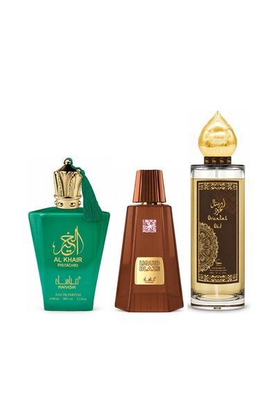 MANASIK Set 3 parfumuri Manasik, Al Baraka Pistachio + Liquid Blaze + Orienta...