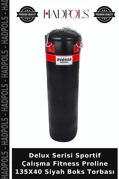 HadPols Delux Serisi Sportif Çalışma Fitness Proline 135X40 Siyah Boks Torbası