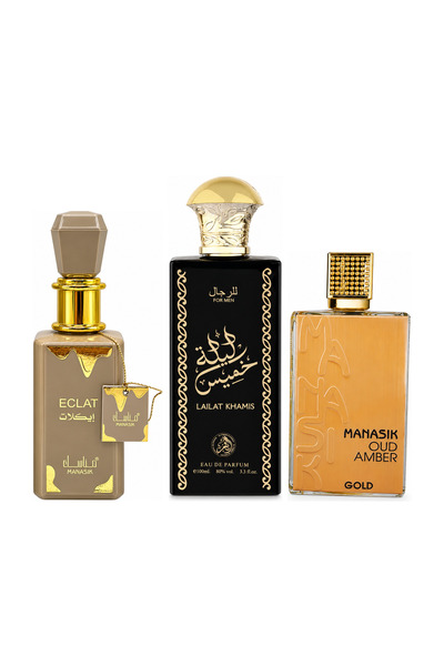 MANASIK Set 3 parfumuri Manasik, Eclat + Lailat Khamis + Oud Amber Gold, EDP,...
