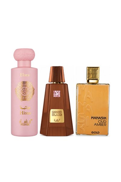 MANASIK Set 3 parfumuri Manasik, Hissa Elara + Liquid Blaze + Oud Amber Gold,...