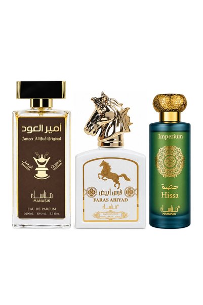 MANASIK Set 3 parfumuri Manasik, Ameer al Oud Original + Faras Abiyad + Hissa...