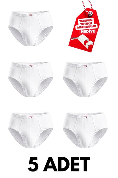 Seher Yıldızı 5-Pack Men's Cotton Classic-Cut Briefs + Free Phone Holder Keyc...