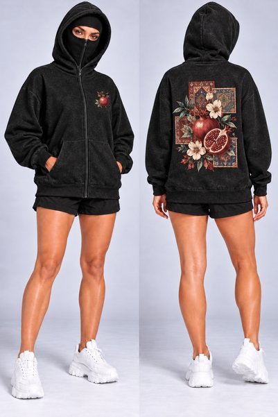 HAI COLLECTİON Unisex Oversized Zipper-Front Hooded Sweatshirt Cardigan with ...