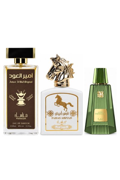 MANASIK Set 3 parfumuri Manasik, Ameer al Oud Original + Faras Abiyad + Lush ...