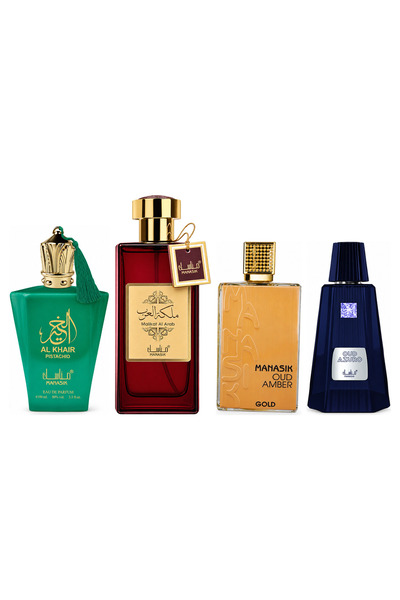 MANASIK Set 4 Manasik, Al Baraka Pistachio + Malikat al Arab + Oud Amber Gold...