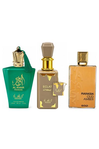 MANASIK Set 3 parfumuri Manasik, Al Baraka Pistachio + Eclat + Oud Amber Gold...