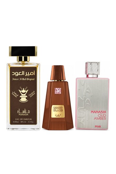 MANASIK Set 3 parfumuri Manasik, Ameer al Oud Original + Liquid Blaze + Oud A...