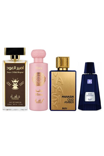 MANASIK Set 4 Manasik, Ameer al Oud Original + Hissa Elara + Oud Amber Bleu +...
