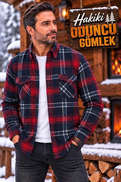 GÖMLEK GALERİSİ قميص رجالي كلاسيكي بقصة واسعة، بأكمام طويلة، وجيبين، من القطن...