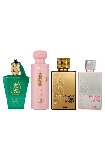 MANASIK Set 4 Manasik, Al Baraka Pistachio + Hissa Elara + Oud Amber Bleu + O...