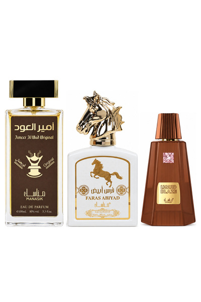 MANASIK Set 3 parfumuri Manasik, Ameer al Oud Original + Faras Abiyad + Liqui...