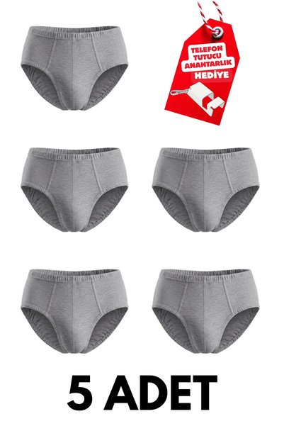 Seher Yıldızı 5-Pack Men's Cotton Classic-Cut Briefs + Free Phone Holder Keyc...