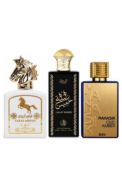 MANASIK Set 3 parfumuri Manasik, Faras Abiyad + Lailat Khamis + Oud Amber Ble...