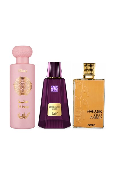 MANASIK Set 3 parfumuri Manasik, Hissa Elara + Morado Luxe + Oud Amber Gold, ...