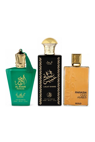 MANASIK Set 3 parfumuri Manasik, Al Baraka Pistachio + Lailat Khamis + Oud Am...