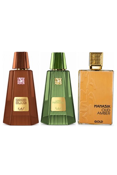 MANASIK Set 3 parfumuri Manasik, Liquid Blaze + Lush Pistachio + Oud Amber Go...