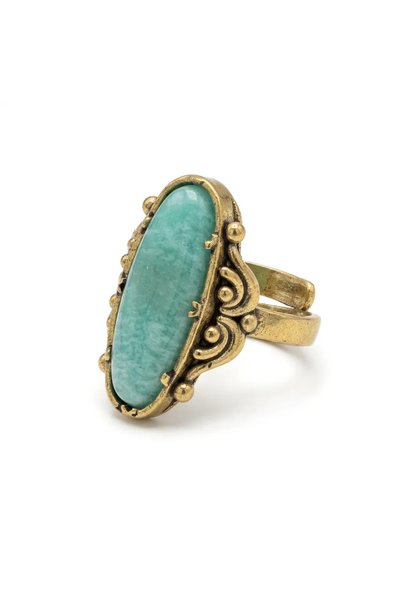 Dorvina Bronze Women's Ring, Authentic Copper Jewelry, Natural Stone, Blue Am...