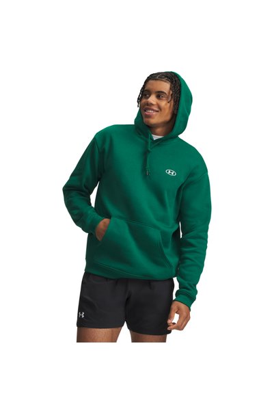 Under Armour Hanorac din fleece Rival pentru bărbați, Verde/Alb, 80% bumbac-2...