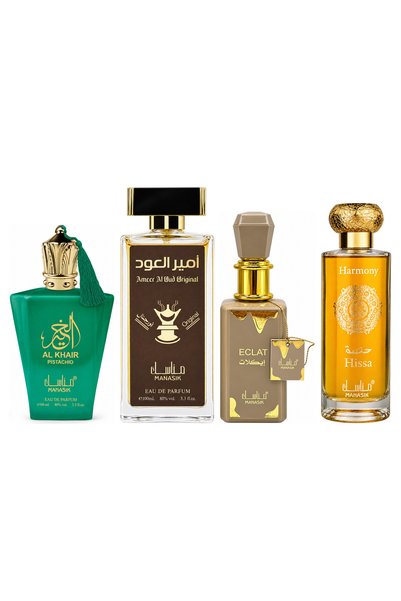 MANASIK Set 4 Manasik, Al Baraka Pistachio + Ameer al Oud Original + Eclat + ...