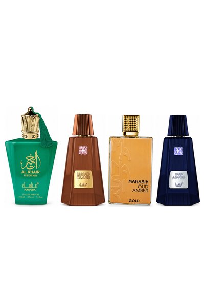 MANASIK Set 4 parfumuri Manasik, Al Baraka Pistachio + Liquid Blaze + Oud Amb...