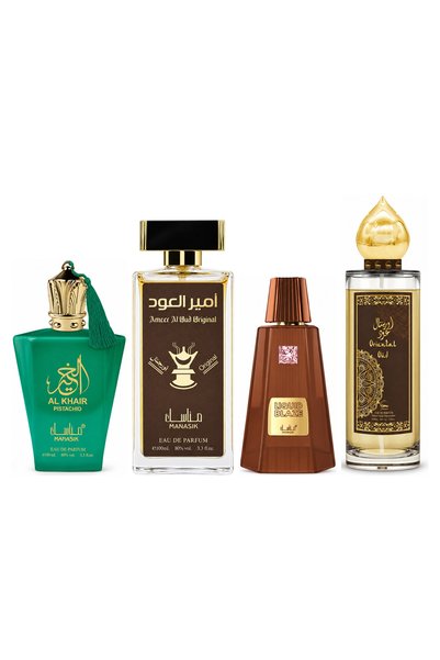 MANASIK Set 4 Manasik, Al Baraka Pistachio + Ameer al Oud Original + Liquid B...