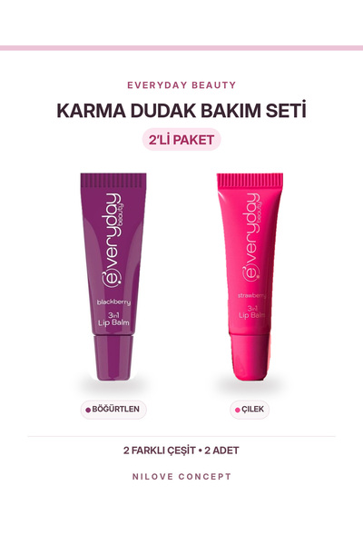 Everyday Beauty 3-in-1 Lip Balm Assorted 2-Pack: Blackberry - Strawberry, 2 x...