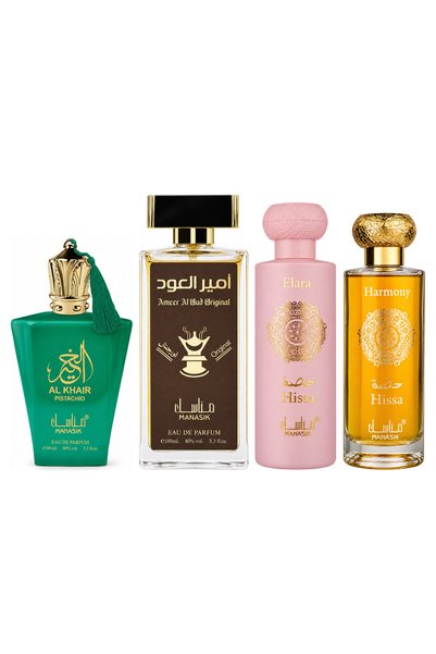 MANASIK Set 4 Manasik, Al Baraka Pistachio + Ameer al Oud Original + Hissa El...