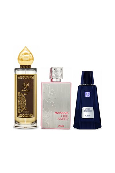 MANASIK Set 3 parfumuri Manasik, Oriental Oud + Oud Amber Pink + Oud Azuro, E...
