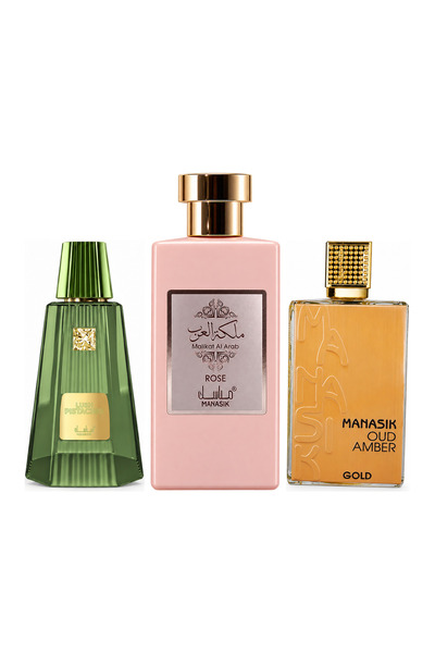 MANASIK Set 3 parfumuri Manasik, Lush Pistachio + Malikat al Arab Rose + Oud ...