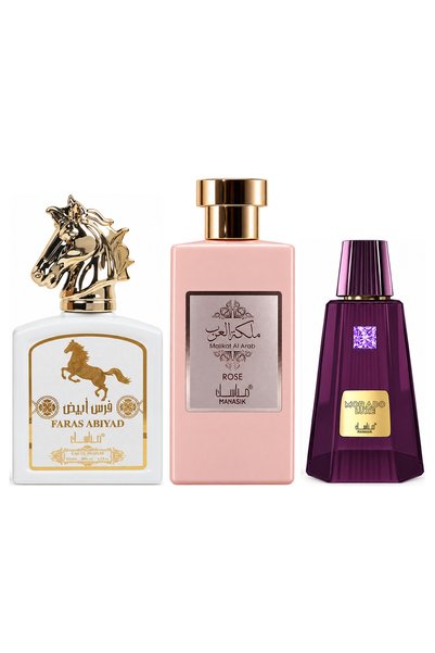 MANASIK Set 3 parfumuri Manasik, Faras Abiyad + Malikat al Arab Rose + Morado...