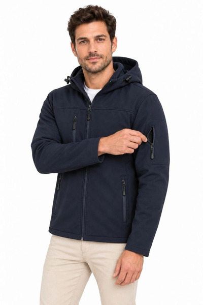trendmood Geacă impermeabilă softshell pentru bărbați, căptușită cu fleece, c...