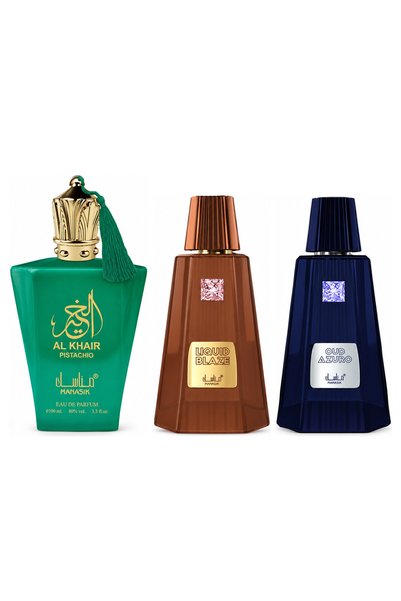 MANASIK Set 3 parfumuri Manasik, Al Baraka Pistachio + Liquid Blaze + Oud Azu...
