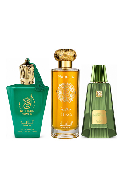MANASIK Set 3 parfumuri Manasik, Al Baraka Pistachio + Hissa Harmony + Lush P...