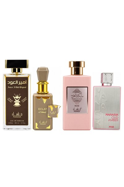 MANASIK Set 4 Manasik, Ameer al Oud Original + Eclat + Malikat al Arab Rose +...