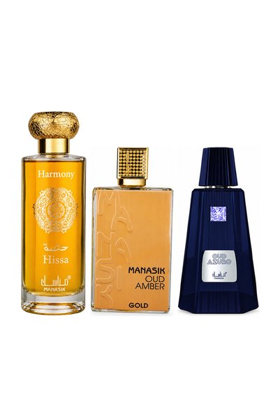 MANASIK Set 3 parfumuri Manasik, Hissa Harmony + Oud Amber Gold + Oud Azuro, ...