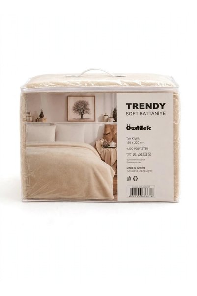Özdilek Single-Size (155x220 cm) Solid Color Soft Blanket