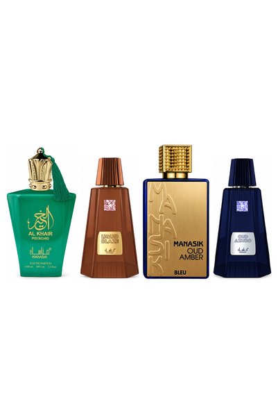 MANASIK Set 4 parfumuri Manasik, Al Baraka Pistachio + Liquid Blaze + Oud Amb...