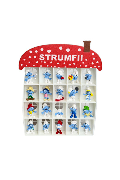 vixus Suport figurine Ștrumfii Kaufland, pentru colecția completă, design cas...