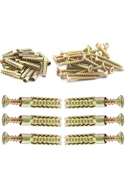 X SPRING Xspring Self Tapping Screws, 50PCs Screws and Wall Plugs Set, Self T...
