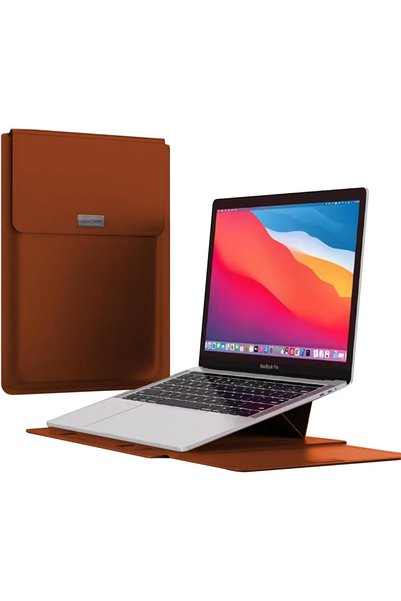 GENERAL 14 Inch Laptop Sleeve Case, Kequsprk Tablet Leather Carrying Bag, Brown