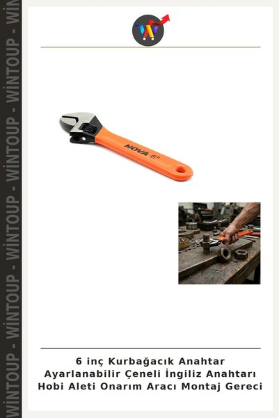 Wintoup 6-inch Frog-Style Adjustable-Jaw Wrench, Hobby Tool, Repair Tool, Ass...