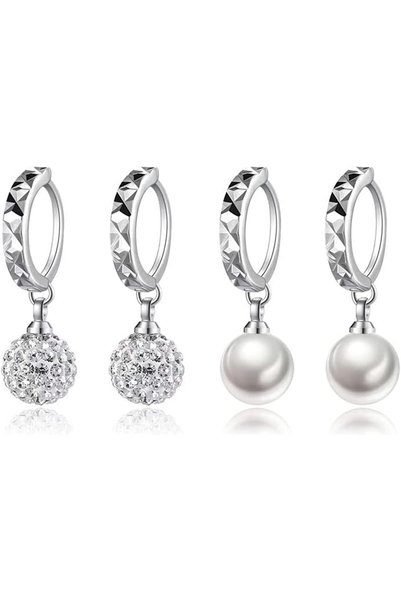 GENERAL 925 Sterling Silver Freshwater Pearl Earrings Hypoallergenic Pearl Dr...