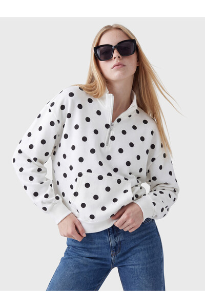 LC Waikiki XSIDE Ecru Polka Dot Oversized Women's Thick Sweatshirt—The ALITA ...