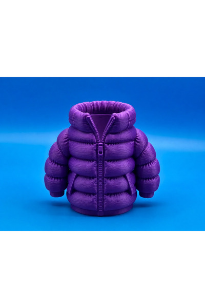 Bezos 3D-Printed Puffer Coat Pencil Holder - Desktop Organizer - Purple BZELDR05