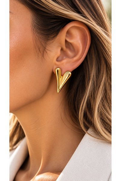 Adata Jewelry أقراط نسائية لامعة / مطلية بالنحاس / لون ذهبي.