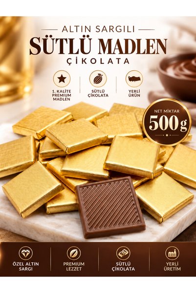 MUVI CHOCO ALTIN SARGILI SÜTLÜ MADLEN ÇİKOLATA 500 G