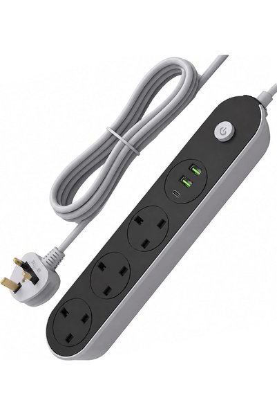 Generic وصلة تمديد كهربائية بـ 3 منافذ تيار متردد و2 منفذ USB ومنفذ USB-C PD ...