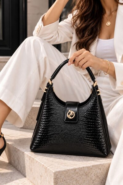 Miami Polo kadın orta boy omuz çantası yumuşak deri görünümlü günlük şık shopper çanta ayarlanabilir uzun askılı