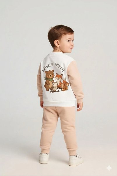 organic kids Stylish Square-Cut Boys' Winter Sharded Cotton Bottom-Up Set